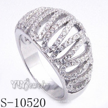 Branco 925 jóias de prata com zircônia mulheres Rings-10520)